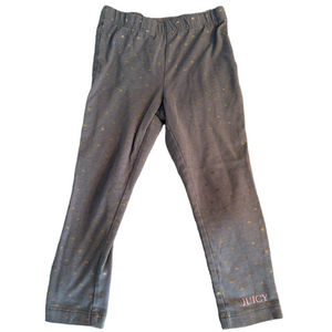 Juicy Couture Kids Leggings 3T Heart Print Gray Gold